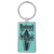 2 3/4" x 1 1/4" Laserable Leatherette/Metal Teal Rectangle Keychain — supplier item before personalization