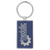 2 3/4" x 1 1/4" Laserable Leatherette/Metal Blue/Silver Rectangle Keychain — supplier item before personalization