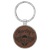 1 1/2" Laserable Leatherette/Metal Dark Brown Round Keychain — supplier item before personalization