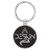 1 1/2" Laserable Leatherette/Metal Black/Silver Round Keychain — supplier item before personalization