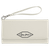 7 1/2" x 4" White Laserable Leatherette Wallet with Strap — supplier item before personalization