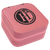 4" X 4" Pink Laserable Leatherette Travel Jewelry Box with Tan Lining — supplier item before personalization