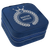 4" X 4" Blue/Silver Leatherette Travel Jewelry Box with Tan Lining — supplier item before personalization