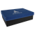 9 7/8" x 7 1/8" Blue/Silver Gift Box with Laserable Leatherette Lid — supplier item before personalization