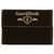 3 3/4" x 2 3/4" Black/Gold Laserable Leatherette Hard Business Card Holder — supplier item before personalization