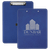 9" x 12 1/2" Blue/Silver Laserable Leatherette Clipboard — supplier item before personalization