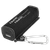 Black/Silver Laserable Leatherette 2200 mAh Power Bank with USB-C Cord — supplier item before personalization