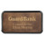 3" x 1 1/2" Rustic/Gold Laserable Leatherette Round Corner Badge & Frame — supplier item before personalization