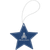 Blue/Silver Laserable Leatherette Star Ornament with Silver String — supplier item before personalization