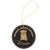 Black/Gold Laserable Leatherette Round Ornament with Gold String — supplier item before personalization