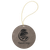 Gray Laserable Leatherette Round Ornament with Gold String — supplier item before personalization