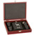 6 oz. Matte Black Laserable Stainless Steel Flask Set in Wood Presentation Box — supplier item before personalization