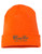 Embroidery customization sample: Classic Car Collector on an orange cuffed beanie. Illustrative example, not a photo of this specific product. Sample design and color only; choose this product's available options.