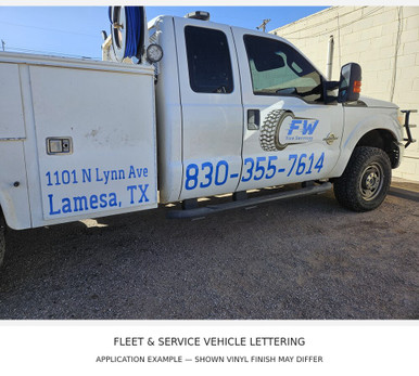 Fleet & service vehicle lettering — application example; finish may differ