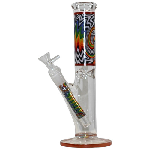 DDD Glass | 10 Inches Glass Water Pipe With Zig Wag Color Decal Design With 19MM Stem
