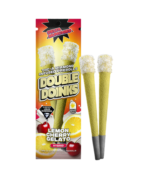 Delta Munchies THC-A Diamond Infused Prerolls | 2 Pack | Lemon Cherry Gelato