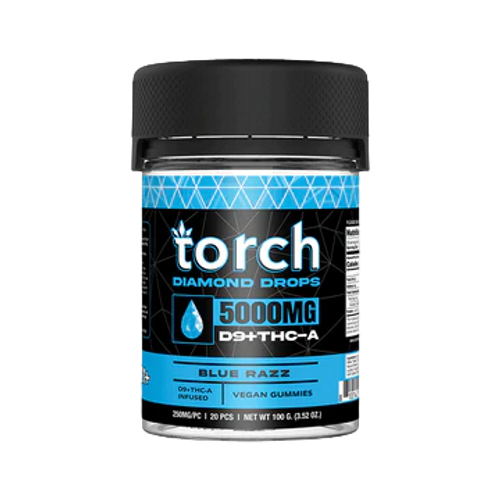 Torch Diamond Drops D9 + THC-A Gummies | 20 CT | 5000MG | Blue Razz