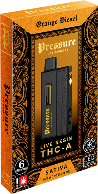 Pressure THC-A Disposable Vape | 6 Grams | Orange Diesel | Sativa