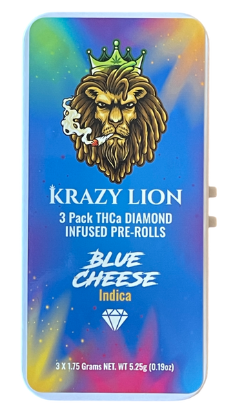 Krazy Lion | THCa Diamond Infused Pre Roll | 1.75G | 3 Count | Multi Flavors