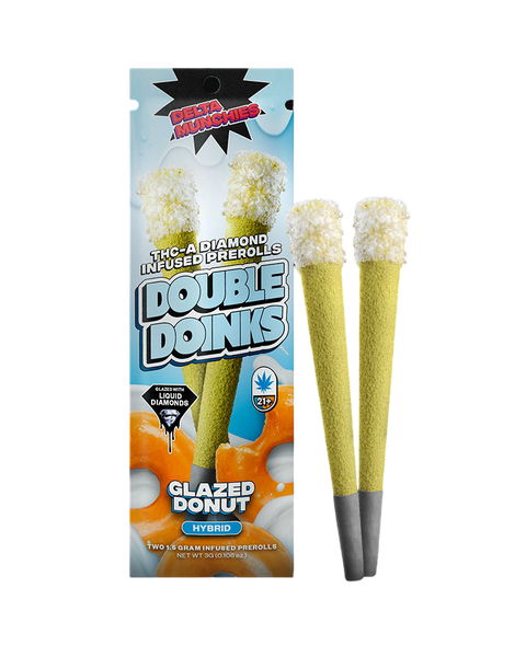 Delta Munchies THC-A Diamond Infused Prerolls | 2 Pack | Glazed Donut