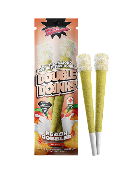 Delta Munchies THC-A Diamond Infused Prerolls | 2 Pack | Peach Cobbler