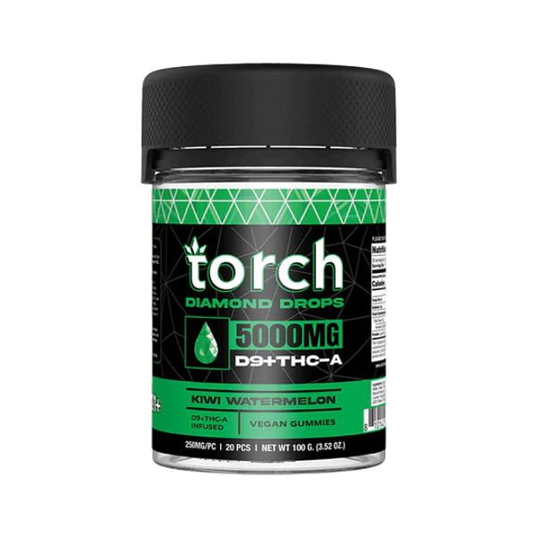 Torch Diamond Drops D9 + THC-A Gummies | 20 CT | 5000MG | Kiwi Watermelon