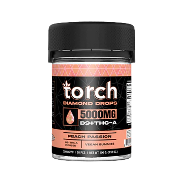 Torch Diamond Drops D9 + THC-A Gummies | 20 CT | 5000MG | Peach Passion