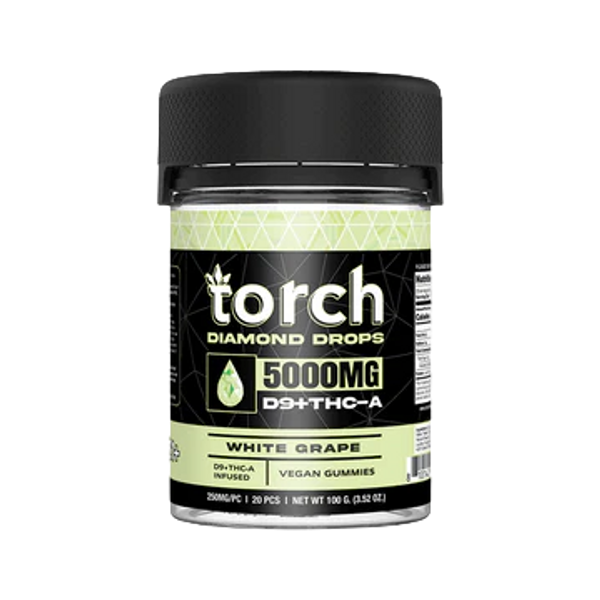 Torch Diamond Drops D9 + THC-A Gummies | 20 CT | 5000MG | White Grape