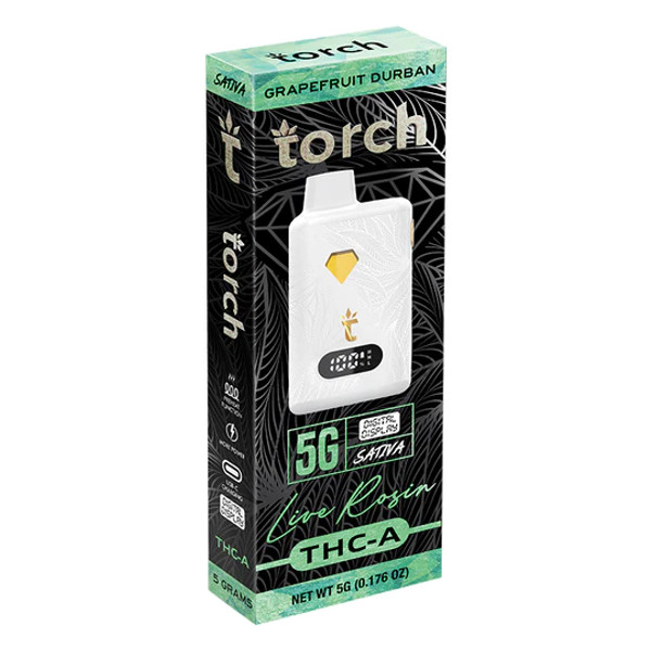 Torch Live Rosin THCA Disposable Vape Pen | 5G | Grapefruit Durban | Sativa