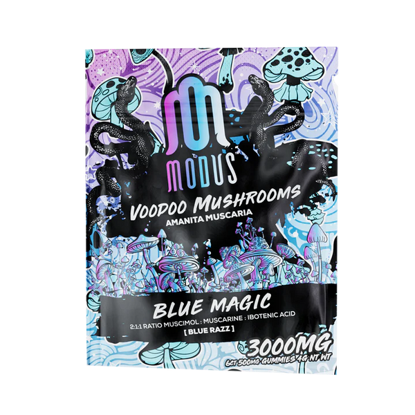 Modus VooDoo Mushroom Gummies | 3000MG | 6 Count | Blue Magic