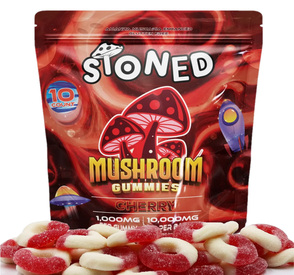 Stoned Amania Muscaria Mushroom Gummies | 10 CT | 10,000MG | Cherry