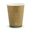 Coffee Cup 12oz Single Wall Kraft Green Stripe BioCup 1000p