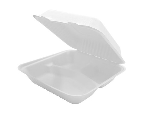 Sugarcane Clamshell 9 inch 3 compartment Sugarcane Clamshell 9 inch 3 compartment