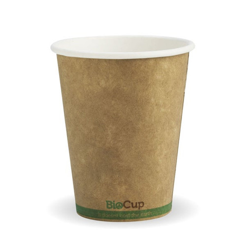Coffee Cup 8oz Single Wall Kraft Green Stripe BioCup 1000p