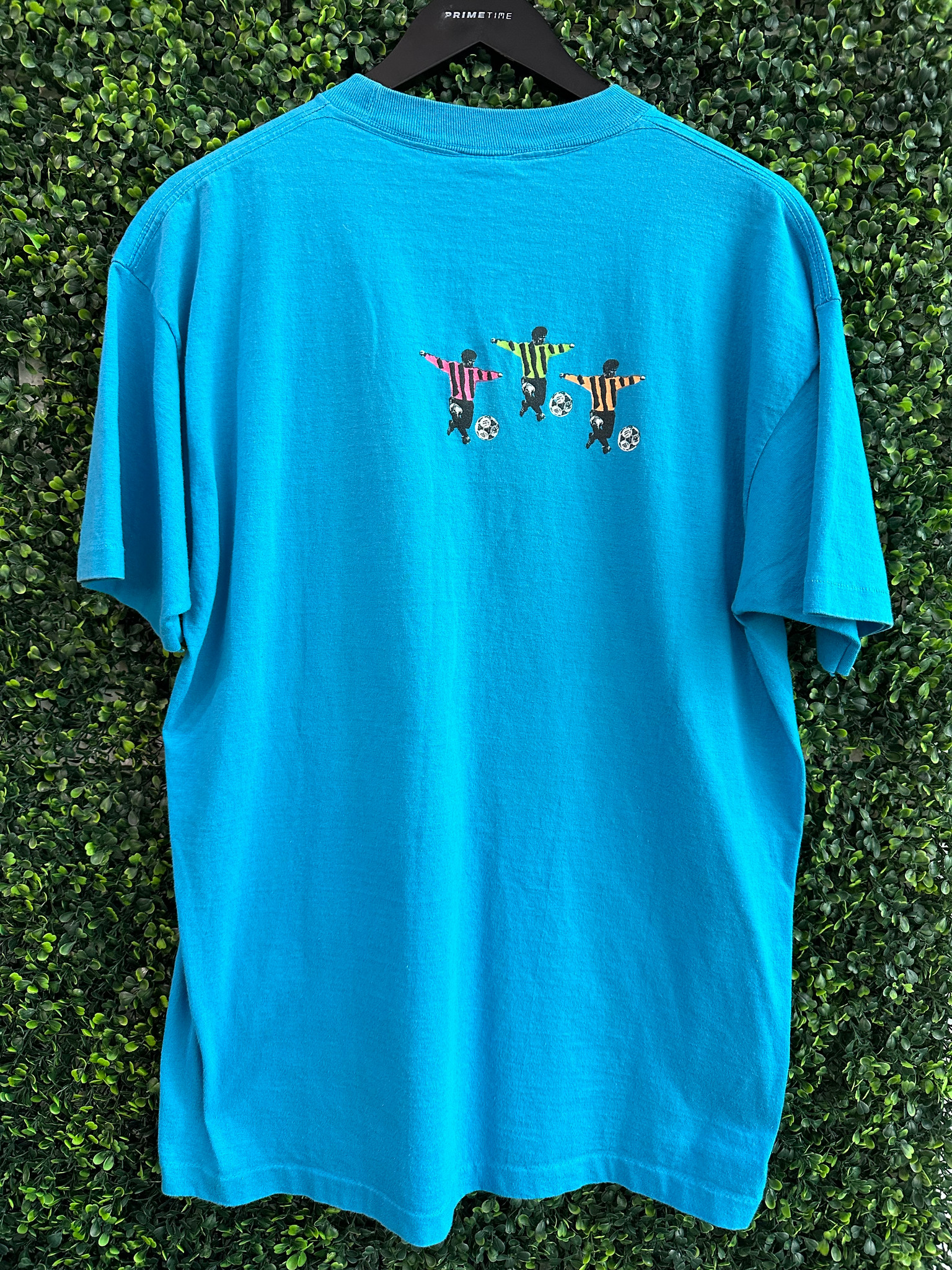 VINTAGE ADIDAS WORLD CUP SOCCER PLAYER TEE GRAPHIC AQUA
