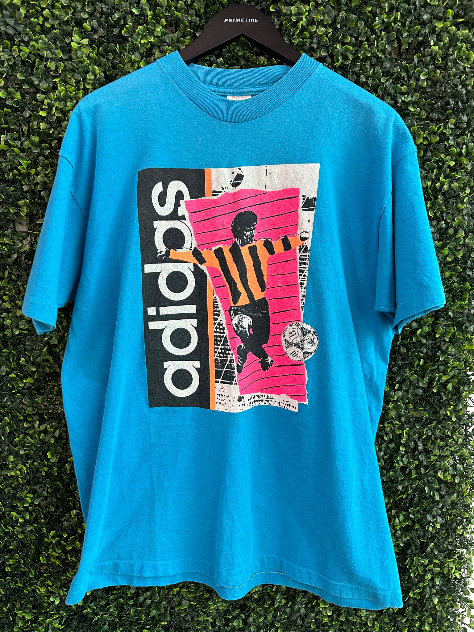 VINTAGE ADIDAS WORLD CUP SOCCER PLAYER TEE GRAPHIC AQUA - Primetime