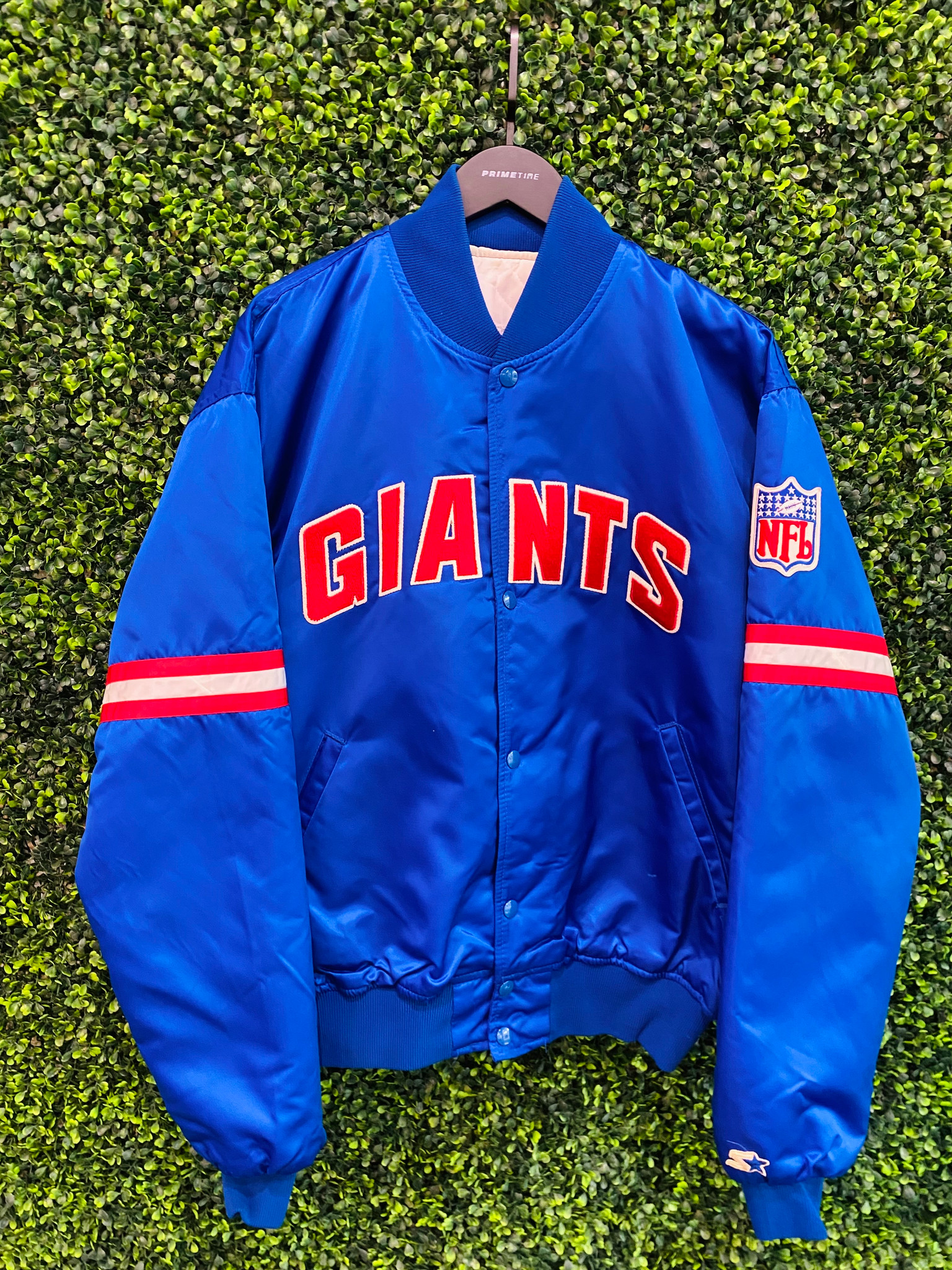 Satin Throwback New York Giants Blue and Red Jacket - Jackets Masters