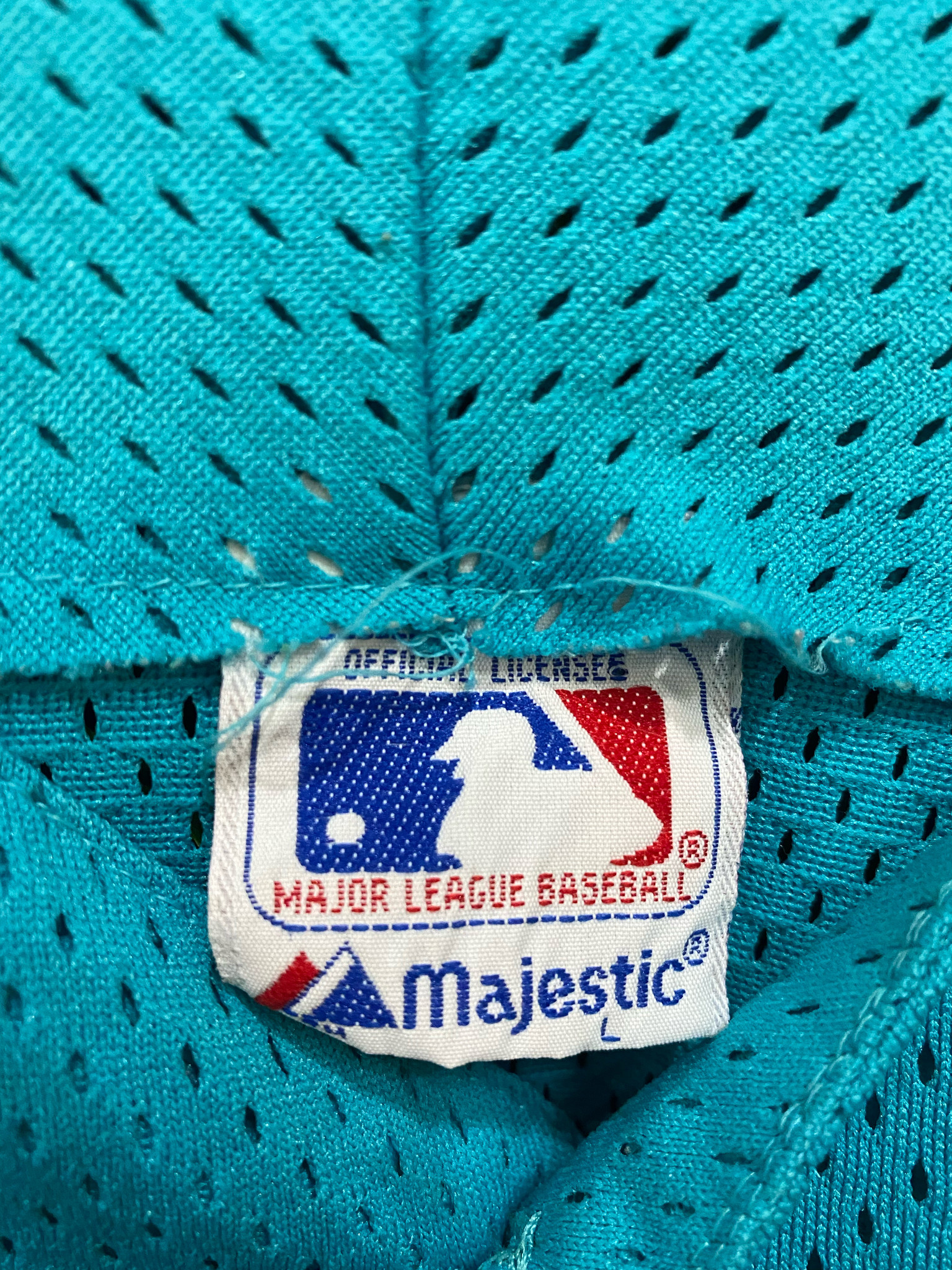 Majestic MLB Jersey Sz Large Diamond Collection Florida Marlins Teal Used