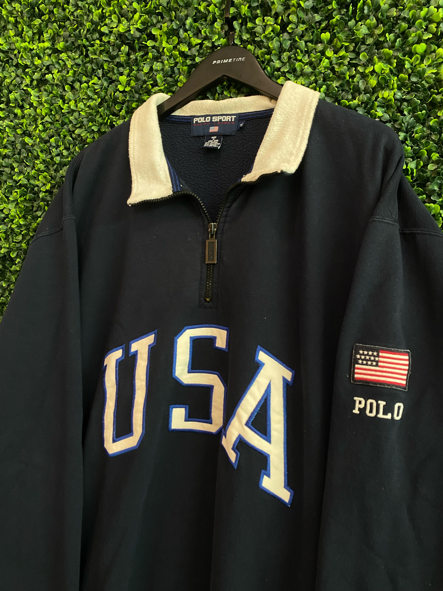 VINTAGE POLO SPORT USA SPELLOUT NAVY PULLOVER - Primetime