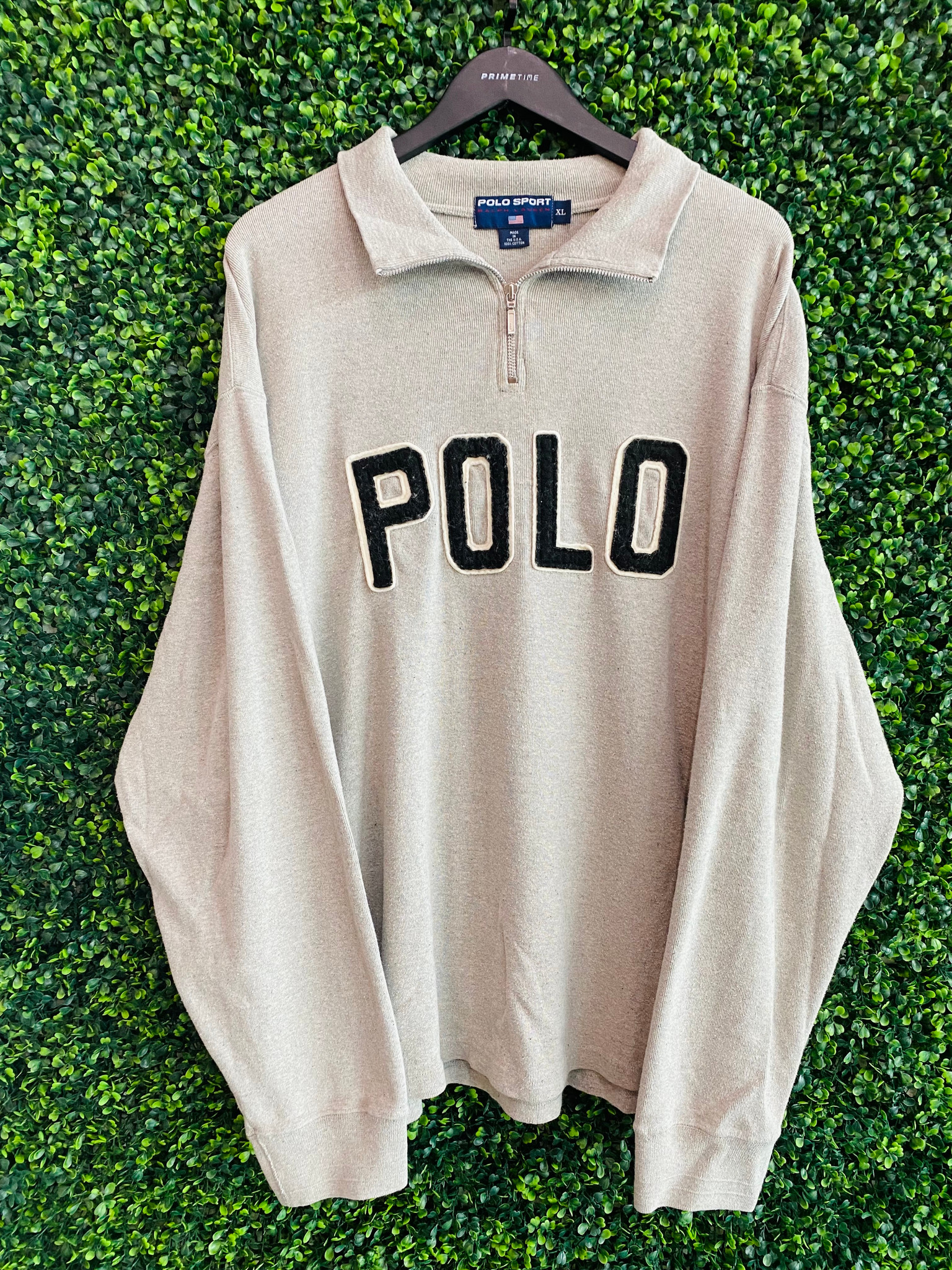 VINTAGE POLO SPORT GREY HALF ZIP SWEATER - Primetime