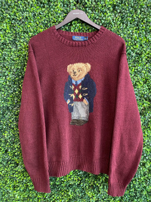 POLO BEAR SWEATER BURGUNDY