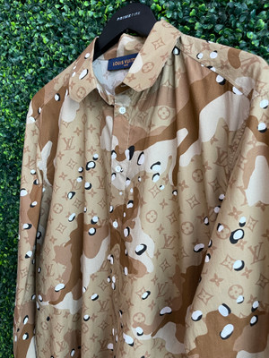 Louis Vuitton Monogram Camo DNA Shirt Long Sleeve(Brown)