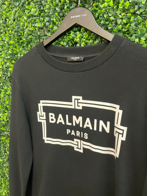 BALMAIN PARIS L/S BLACK CREWNECK (SZ M)