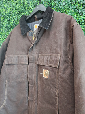 VINTAGE CARHARTT CHORE JACKET BROWN (XL)