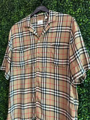 BURBERRY S/S CHECKED BUTTON UP