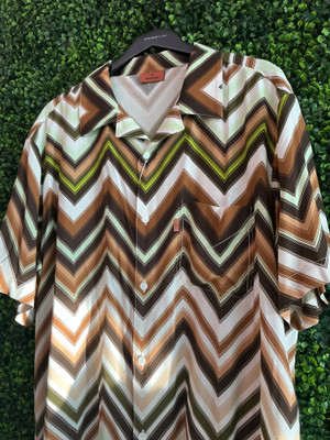 BRAND NEW MISSONI ZIG ZAG SHORT SLEEVE CAMP SHIRT (XL)