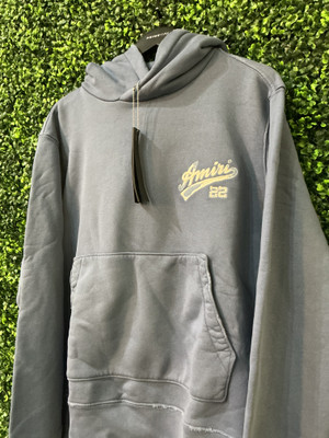 AMIRI BLUE DISTRESSED EMBROIDERED HOODIE (SZ M)