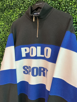 VINTAGE POLO SPORT BLOCK LETTER HALF ZIP PULLOVER