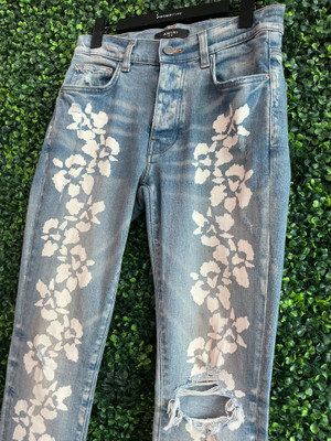 AMIRI BLUE HIBISCUS STENCIL JEANS (SZ 29)
