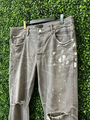 PURPLE BRAND GREY/WHITE PAINT JEANS (SZ 36)